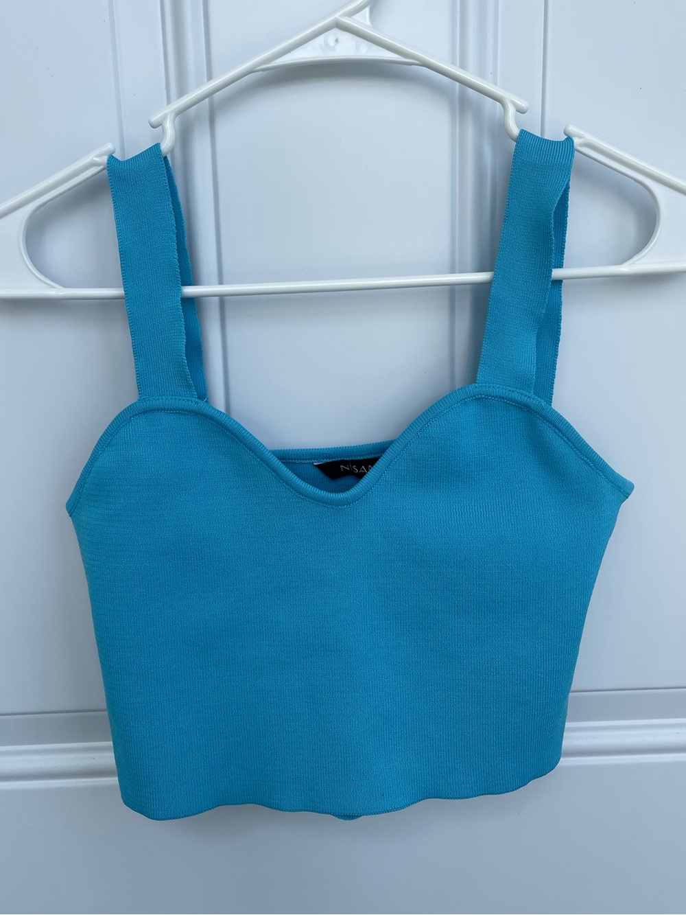 Nisan Slit Back Crop Top Blue Small